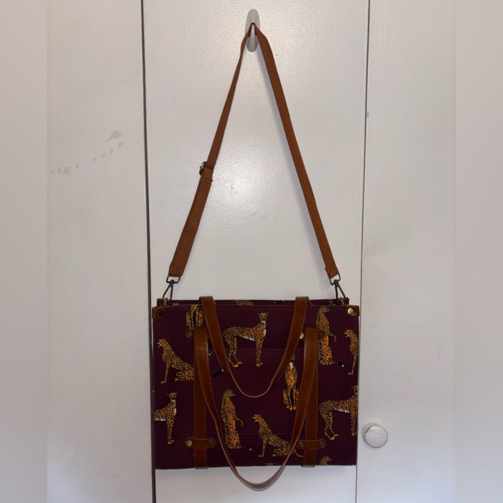Modcloth Maroon Leopard Print Tote Bag - Picture 8 of 9